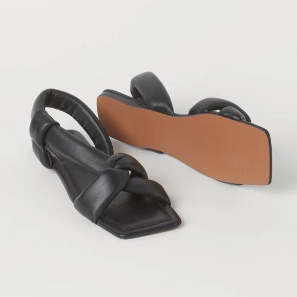 New H&M Genuine Leather Sandals in Black -‎ Size US 4.5 - Picture 2 of 10